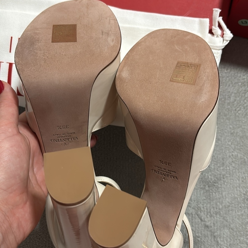 Valentino Garavani  Cream High Heel Platform Sandals - Picture 5 of 8